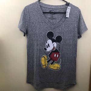 Disney Mickey Short Sleeve v-neck Sz S in grey